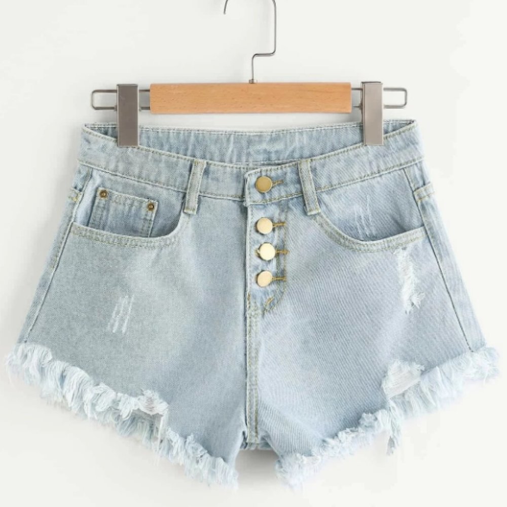 Fray Hem Jean Shorts